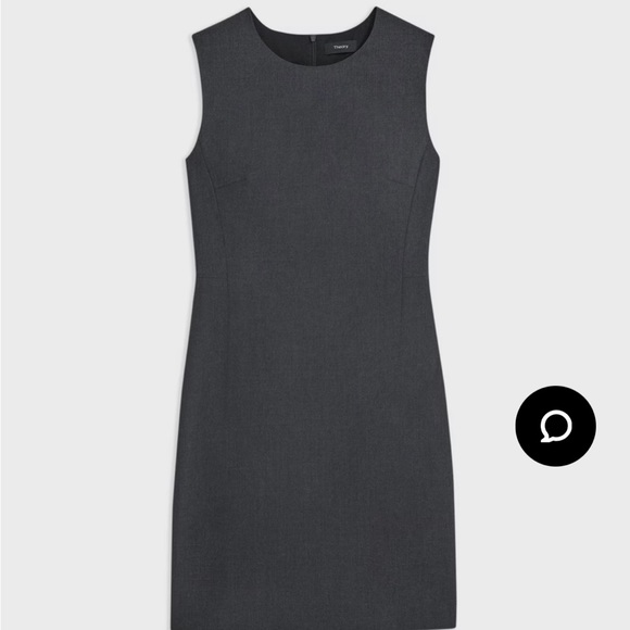 Theory Sleeveless Fitted Dress in Good Wool in Charcoal Melange - Picture 1 of 5